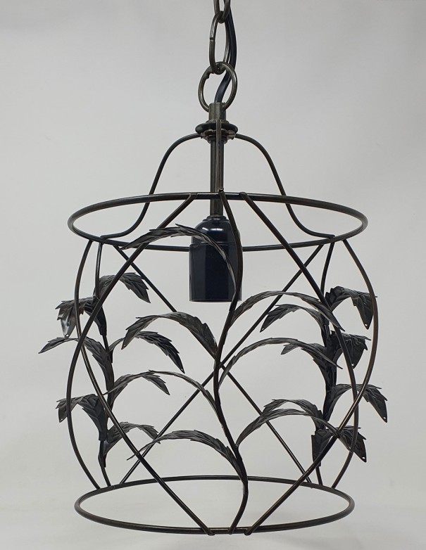 Farol de Hierro Marrón con Hojas