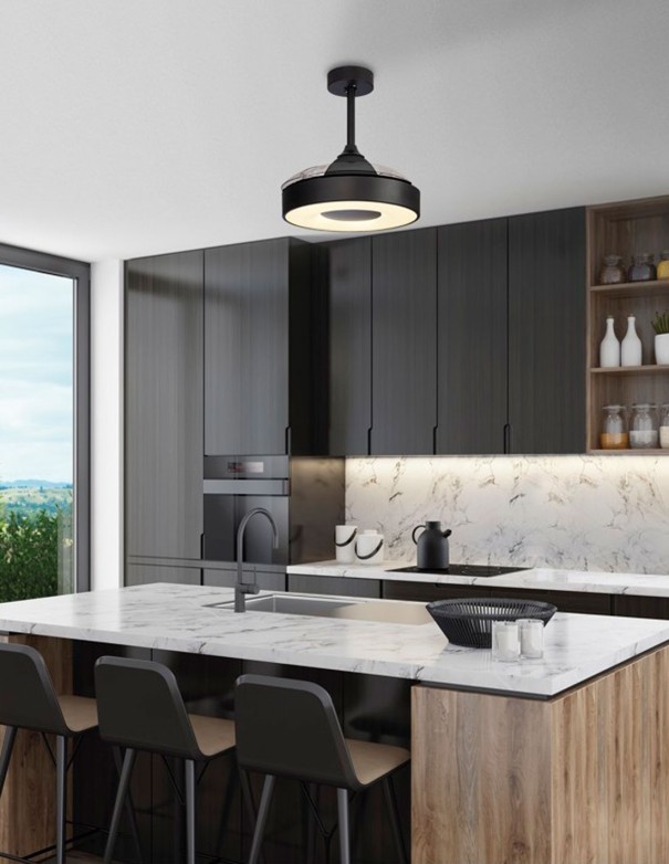 coin ventilador de techo negro