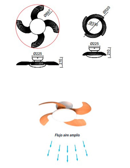 Aloha Mantra Ventilador Madera y Blanco