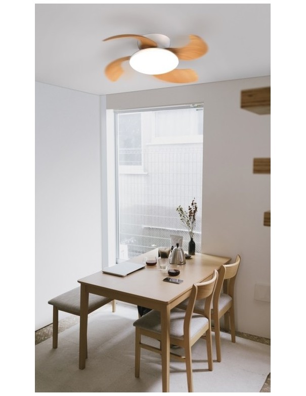 Aloha Mantra Ventilador Madera y Blanco