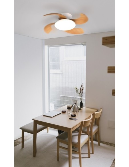 Aloha Mantra Ventilador Madera y Blanco