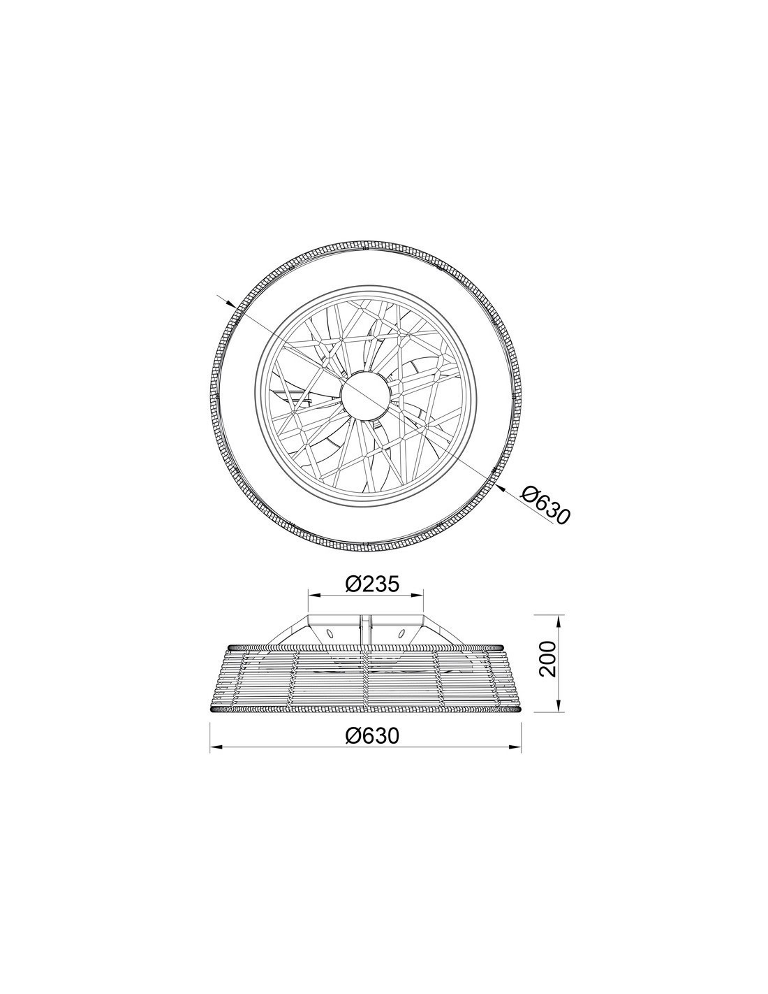 Ventilador de techo de ratán Kilinmajaro mini 8226 Mantra Iluminación