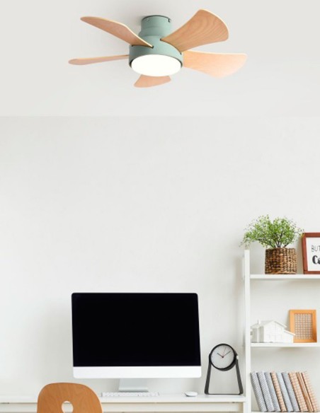 Ventilador Verde Aspas Reversibles Blanco Haya