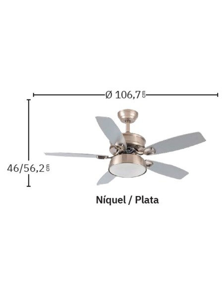 Fabrilamp Ventilador Aspas Reversibles Nogal Roble