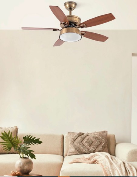 Fabrilamp Ventilador Aspas Reversibles Nogal Roble