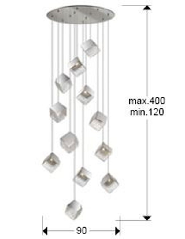 Lámpara Priscila Schuller con tulipas de cristal