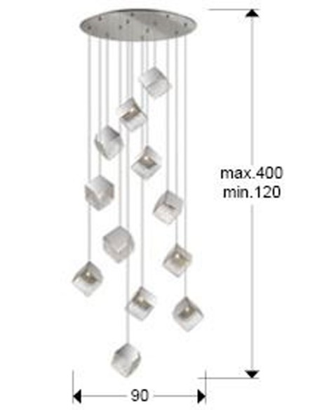 Lámpara Priscila Schuller con tulipas de cristal