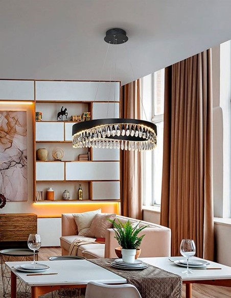 Lámpara de techo negra con cristal Selene de Schuller