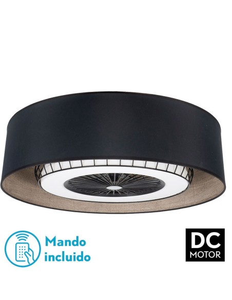 Tania Fabrilamp Ventilador Negro Madera Gris