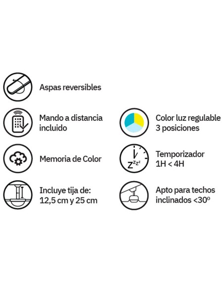 Fabrilamp Ventilador Negro Aspas Reversibles