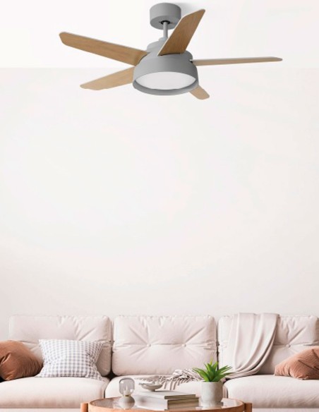 Fabrilamp Ventilador Gris Aspas Blanco Haya