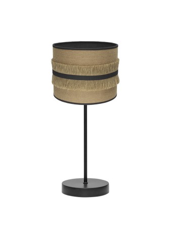 Lámpara de mesa negra con pantalla combinada