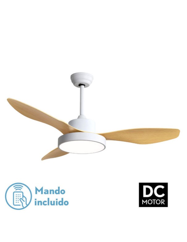 Ventilador Hayate blanco con palas haya