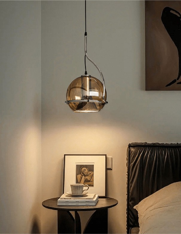 Lámpara de techo de metal y cristal