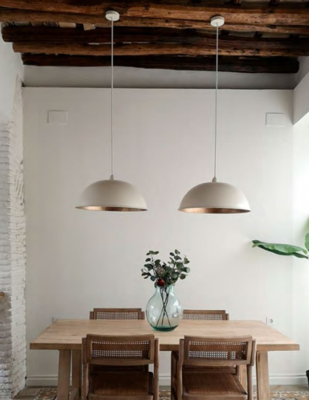 Lámpara media bola metal