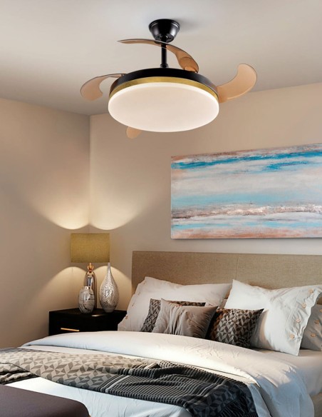 Ventilador Vento Schuller negro-pan de oro