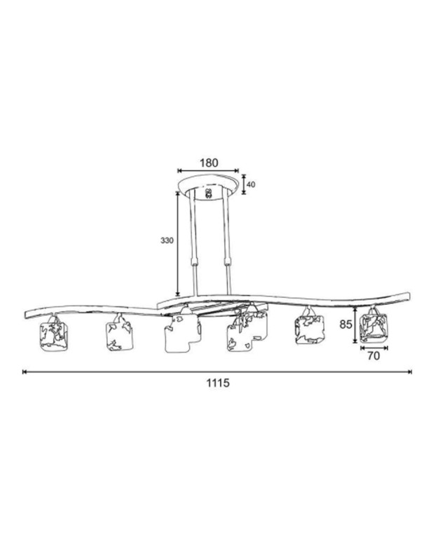 Lámpara Cromo 8 Luces Tubo Telescópico