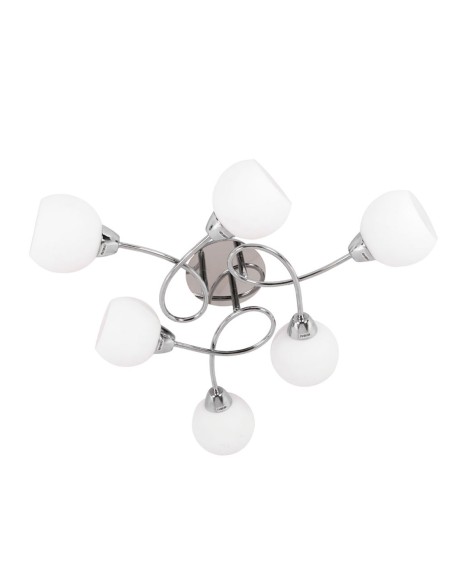 Lámpara cromada con tulipa de cristal