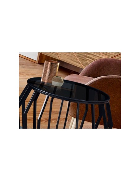 Ciros Mesa Negra Tapa Cristal Smoke