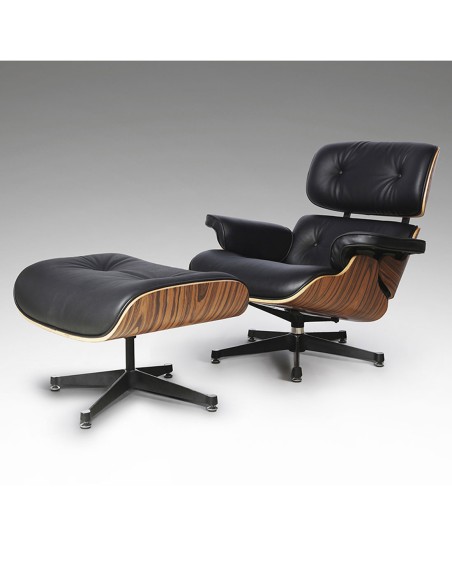 Sillón con reposapies negro palisandro