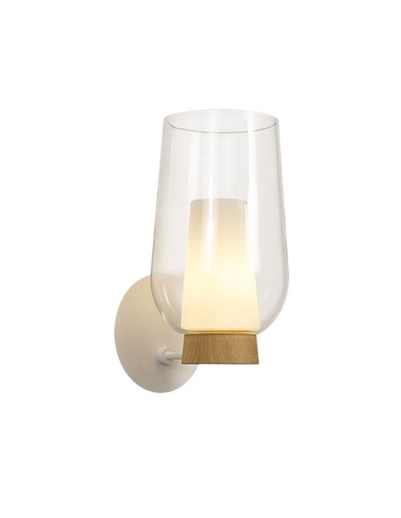 Aplique de pared Nora blanco/madera