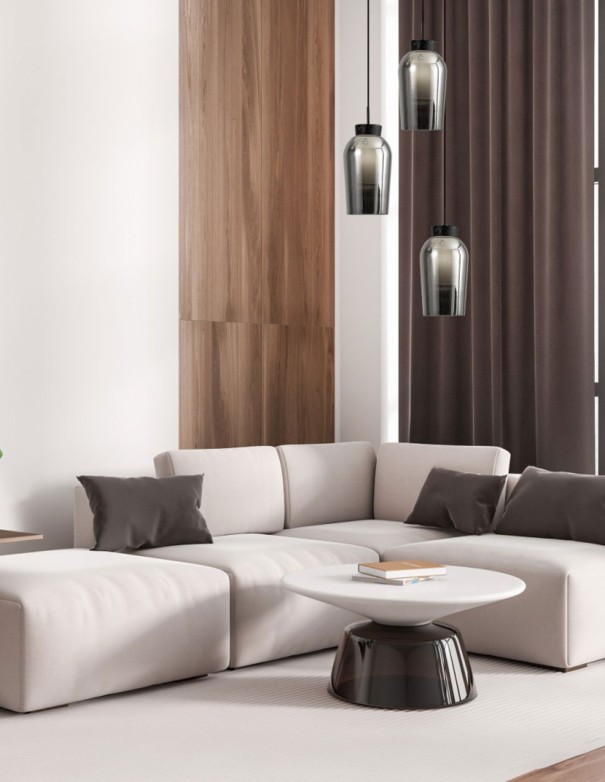 Lámpara Nora 3 alturas negra con mármol