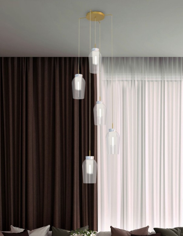 Nora Lámpara 5 Alturas Blanco/Madera