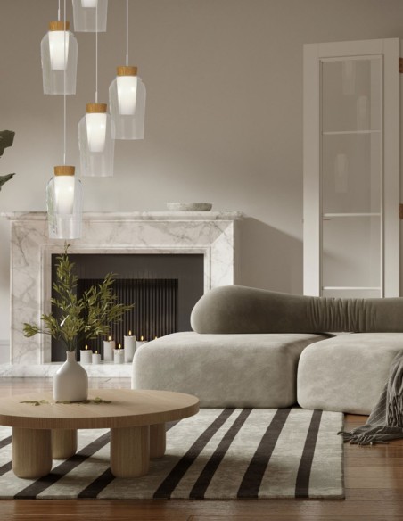 Nora Lámpara 5 Alturas Blanco/Madera