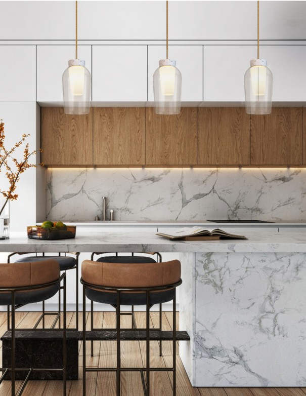 Lámpara lineal Nora oro/mármol