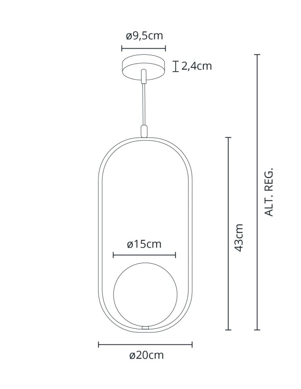 Lámpara oferta oval Aimee negra