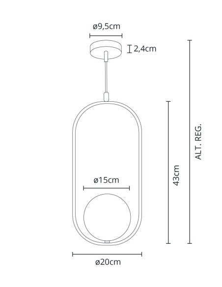 Lámpara oferta oval Aimee negra