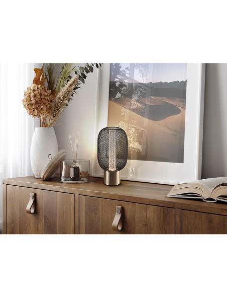 Lámpara de mesita Micrón oro/negra