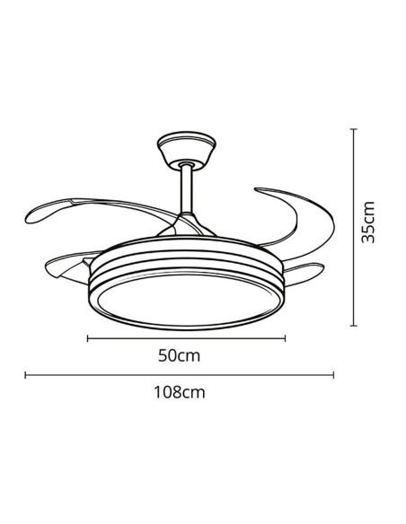 Ventilador de techo con palas retráctiles