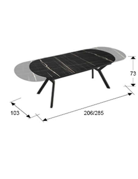 Antea Mesa Comedor Mármol Negro Extensible Schuller