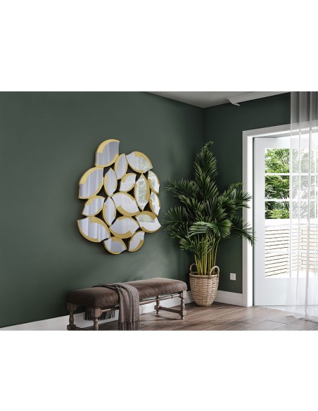 Espejo de pared Sandal con pan de oro