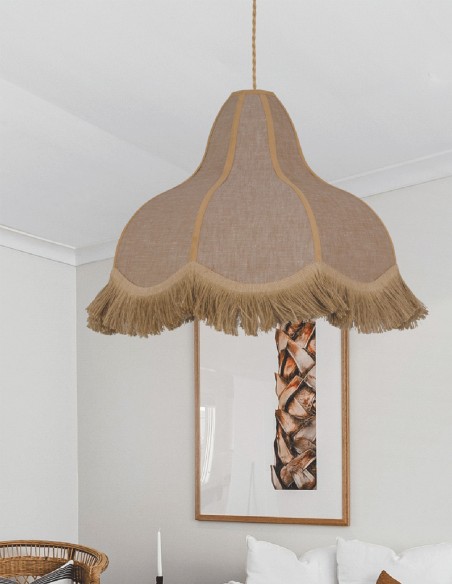 Lámpara colgante tela y yute