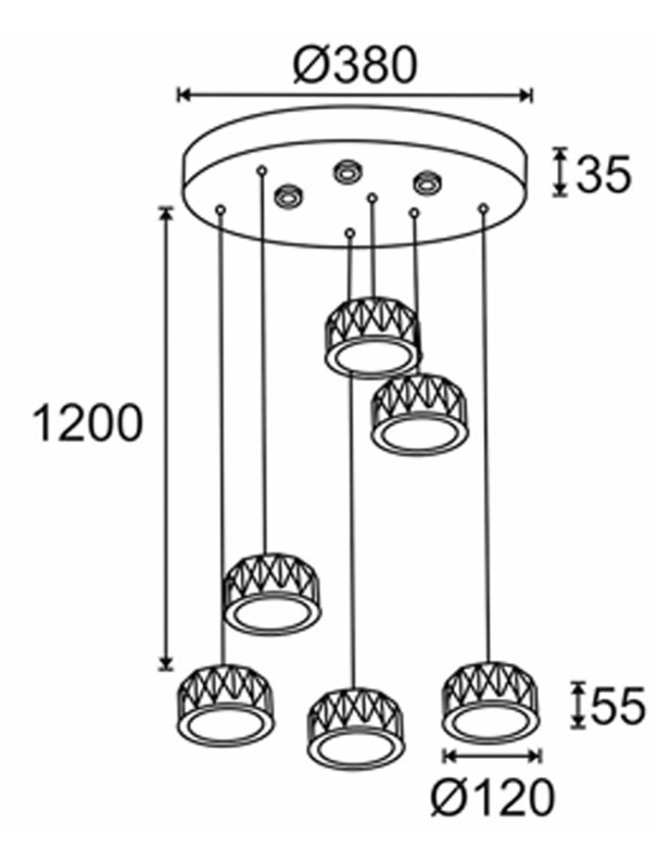 Lámpara diseño led cristales