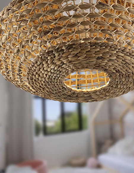 Lámpara de techo de ratán y jacinto