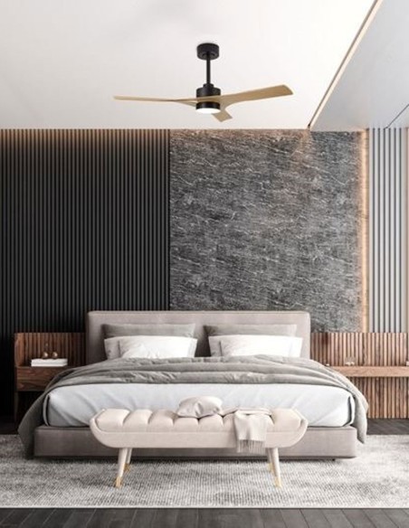 Ventilador de techo Thai negro combinado madera