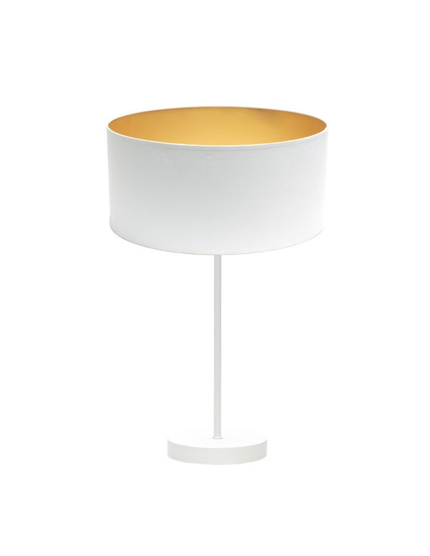 Lámpara de mesa alta pantalla blanca oro