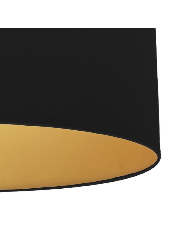 Lámpara de mesa alta con pantalla forrada negro oro