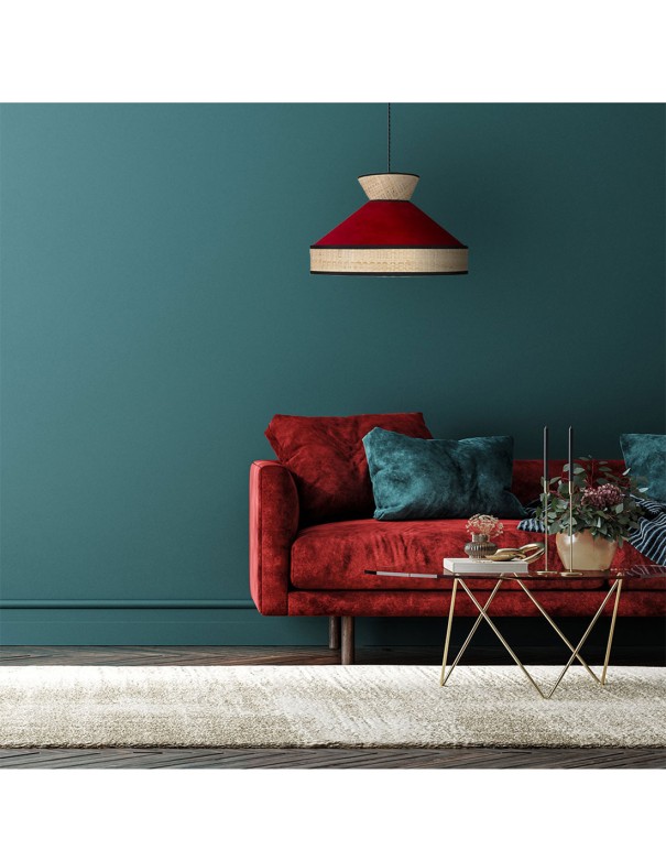 Fabrizio Lámpara Colgantes Rojo y Rafia