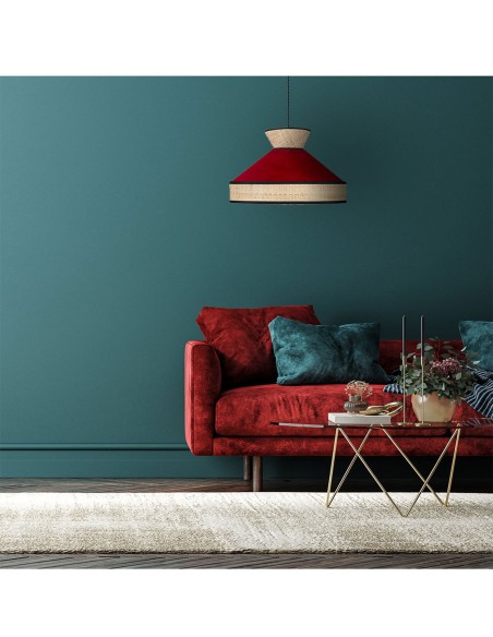 Fabrizio Lámpara Colgantes Rojo y Rafia