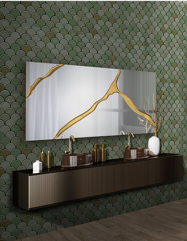 Espejo Surcos II Rectangular Pan de Oro