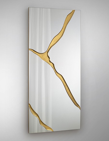 Espejo Surcos II Rectangular Pan de Oro