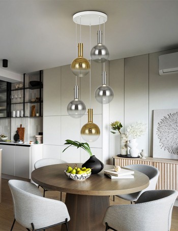 Lámpara matices metal blanco Schuller 5 luces