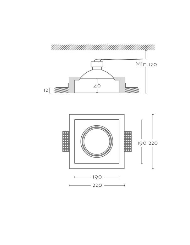 Empotrable Techo Pladur Cuadrado