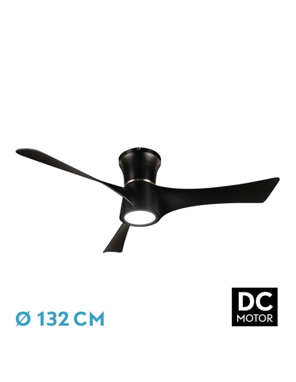 Tianas Ventilador de Techo Negro Aro Cromado