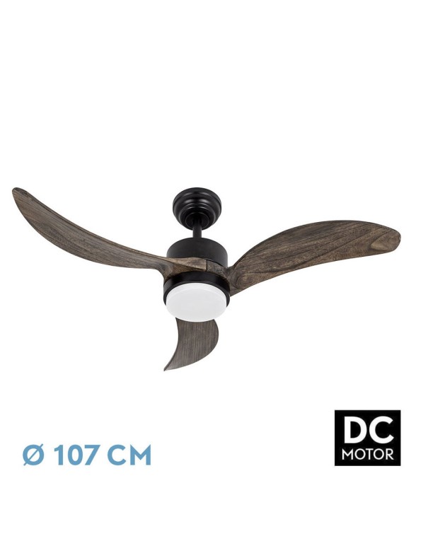 Bembezar Ventilador de Techo Led Negro Roble