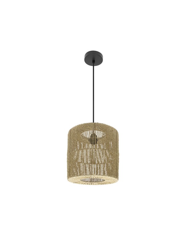 Fabriano Lámpara Colgante Negro Cuerda Natural